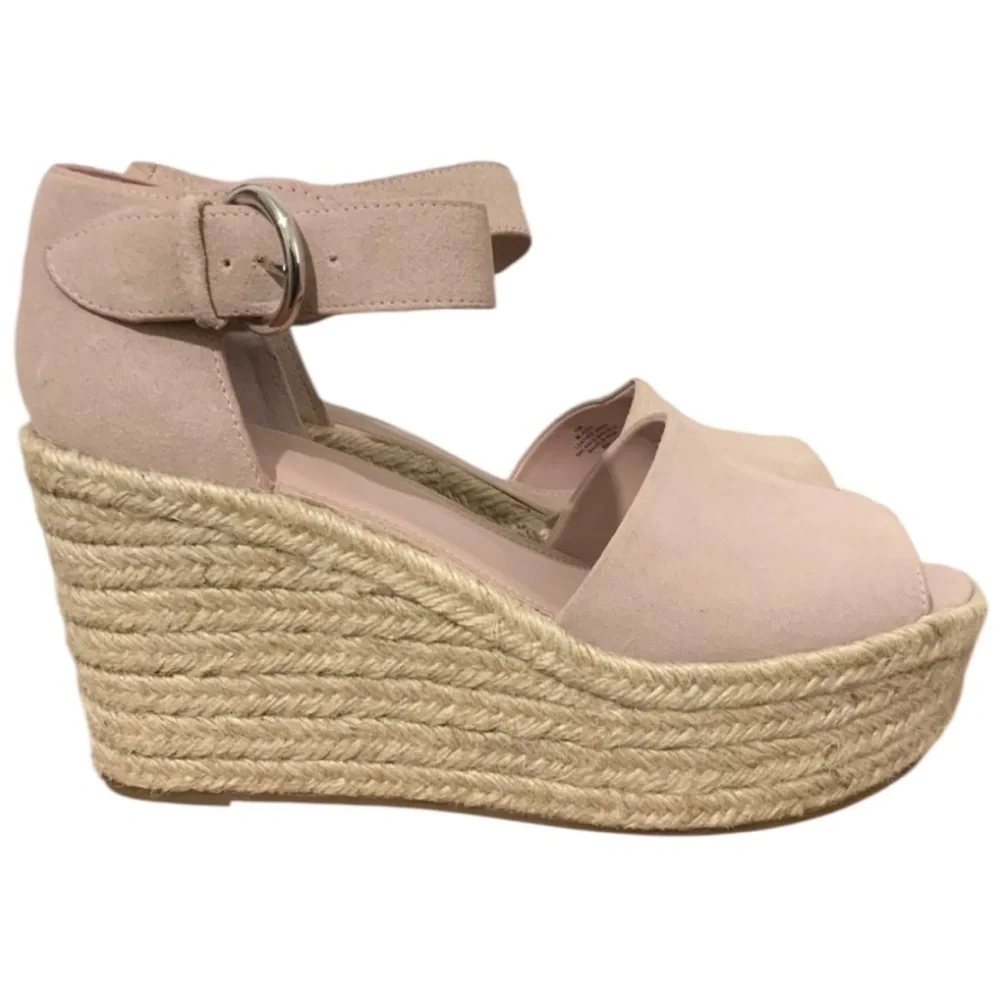 Marc Fisher Alida Suede Leather Espadrille Sandal Ankle Strap Sz 11 l Pink